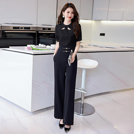 洋气减龄，衬衣气质高腰垂坠感阔腿裤套装HR-KJFA810-6 商品图9