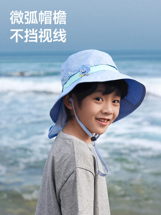觅雨儿童多功能防晒渔夫帽 湖水蓝 商品图1