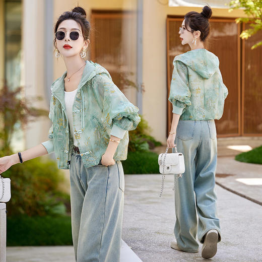 时尚新中式，防晒重工刺绣连帽外套HR-GJC9230 商品图4