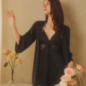 【凉感冰丝2件装】夏季薄款性感吊带睡裙睡衣女士家居服套装24621#蝴蝶结睡裙套