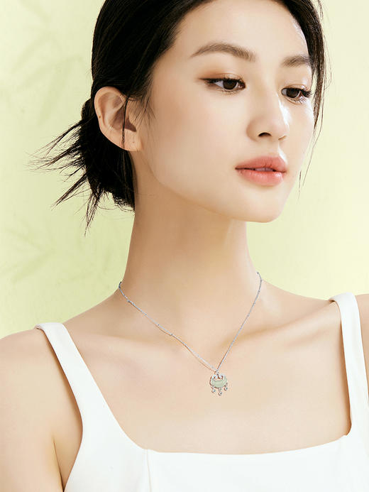 Fanci范琦×宫主平安锁项链女s925银和田玉长命锁小众轻奢高级生日礼物送女友 商品图3