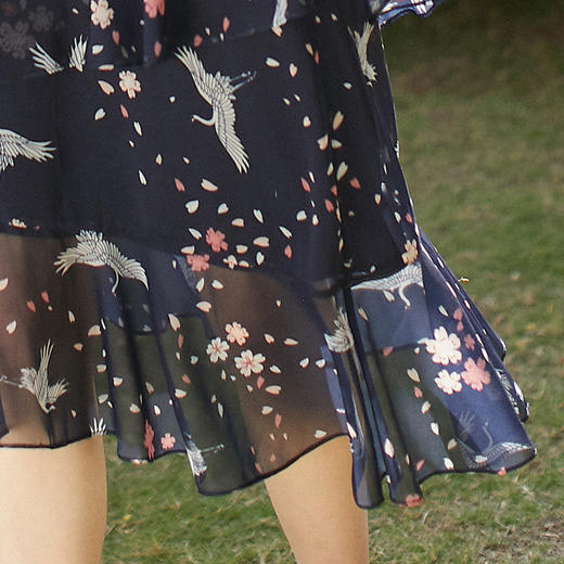 欧芮儿雪纺半身裙女中长款2019秋装女装荷叶边a字裙叠叠裙女裙 商品图2