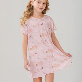 棉果果夏季新品5A抗菌女童140-160大码莫代尔长款套头T恤M221140424334