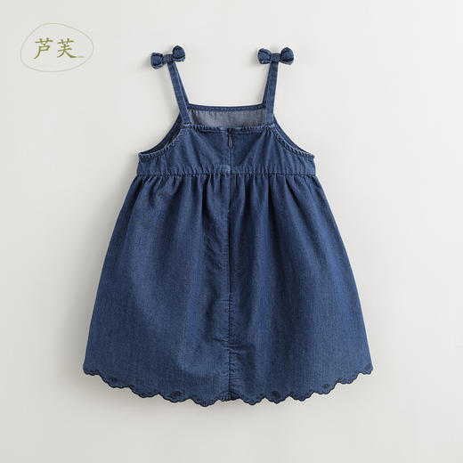 【马克珍妮 芦芙】2024夏装女童蝴蝶结吊带纯棉牛仔连衣裙240572 商品图2