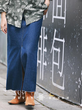 PETIT SCHAN小闪 CLO#231 Blue secret realm 幽蓝秘境 土耳其进口牛仔微a字半身裙