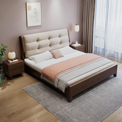 北欧风实木床云朵床#228（免费送货上门安装）齐 商品图1