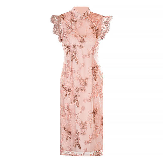 时尚新中式，蕾丝刺绣改良花边袖旗袍OY-24152 商品图6