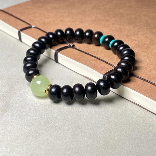 【名族风新款手串】2024新款绿檀花梨木紫檀竹节单圈民族风夜光永夜款跑环手串-24XPXH026 商品图3