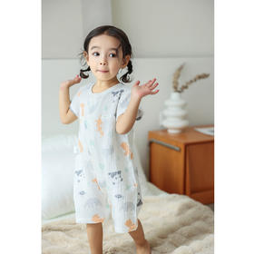 棉果果夏季新品3A抗菌纱布短袖连体衣M201722224367