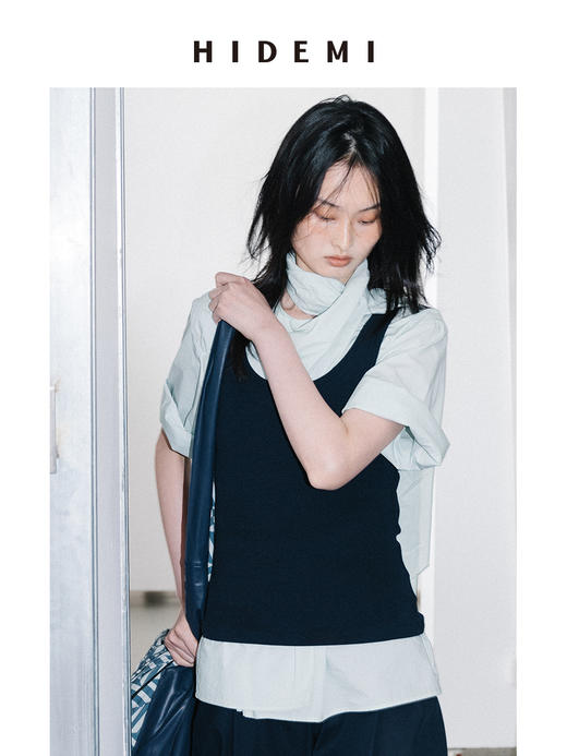 HIDEMI 极简丝巾设计感多穿式廓形衬衫上衣 商品图1