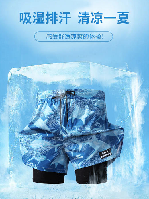 【速干透气，柔软亲肤】清凉一夏沙滩泳裤防尴尬新款速干，大码平角泳衣 泡温泉沙滩裤， 男女士高弹游泳裤！-QQ 商品图1