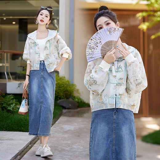 时尚新中式，防晒重工刺绣连帽外套HR-GJC9230 商品图2