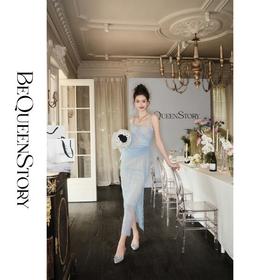 余潇潇【深海精灵】优雅蕾丝带胸衣鱼骨圆环收腰抽褶连衣裙