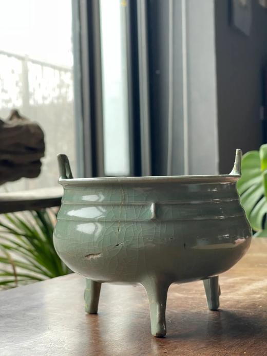 官窑釉青瓷三足双耳鼎式炉，顺丰包邮 商品图14