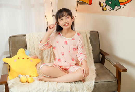 【第二件 0 元｜ 满2件 5 折】【秀黛】女童圆领水果印花空调衫女童夏季睡衣家居服L1440003T【门店同款】【如遇缺货自动退款，介意勿拍】 商品图5