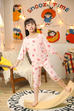 【第二件 0 元｜ 满2件 5 折】【秀黛】女童圆领水果印花空调衫女童夏季睡衣家居服L1440003T【门店同款】【如遇缺货自动退款，介意勿拍】