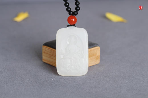 和田白玉【普贤菩萨】吊坠， 配精美挂绳 商品图0