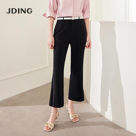 【商场同款】CJTJ420 “ 人鱼裤 ” 9分裤型，夏季穿着更加清凉 侧边精致织带视觉拉伸比例 好看精致 版型显瘦好穿不拘束身高 黑色微喇裤 商品图6