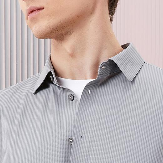 【高弹】柒牌短袖衬衫男士夏季2024新款条纹针织时尚休闲翻领衬衣	126A71500 商品图2