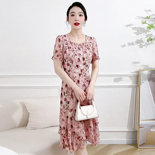 QYM A3478-L印花时尚修身雪纺裙显瘦洋气连衣裙 商品图2