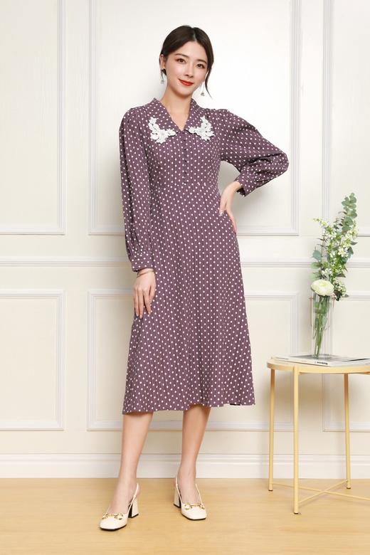 L.Fleuri 复古波点刺绣领连衣裙 11874 商品图1