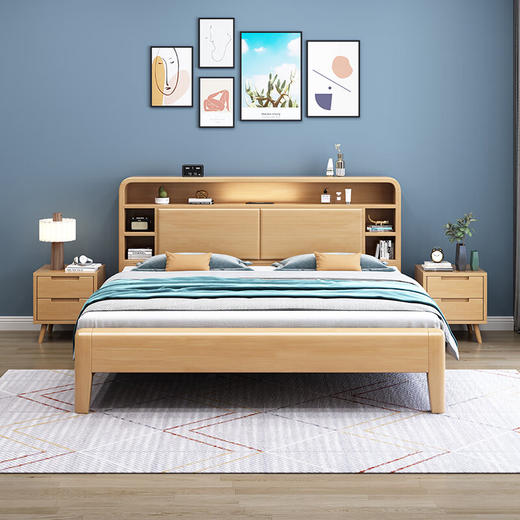 北欧风实木床软靠668#原木色/胡桃色可选（齐） 商品图2