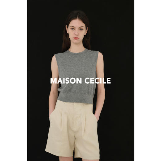 MAISON CECILE必入款/百搭三色真丝羊毛显比例针织背心 商品图4