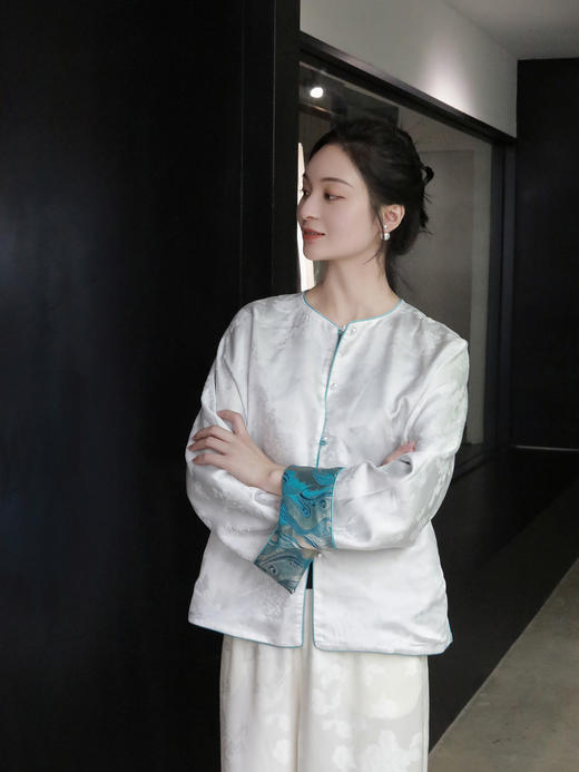 盛唐牡丹 |海浪纹重缎宋锦对襟外套 商品图6