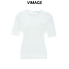 VIMAGE纬漫纪夏季新款舒适微弹棉感白色圆领T恤上衣V2102707 商品缩略图5