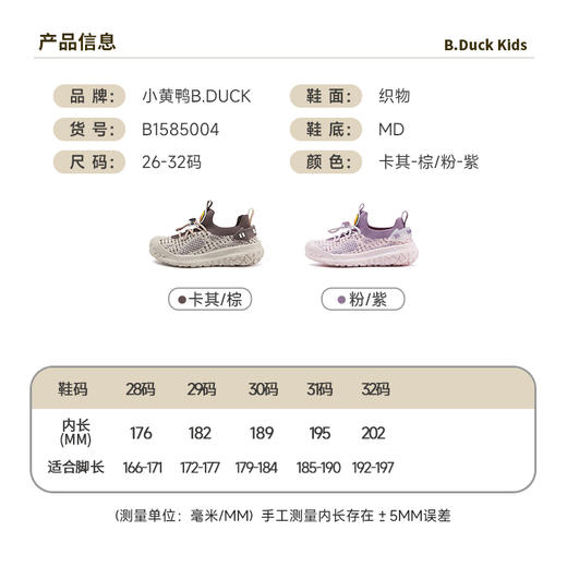 B.Duck小黄鸭童鞋春秋时尚休闲男女童防滑运动鞋28-32 B1585004 商品图1