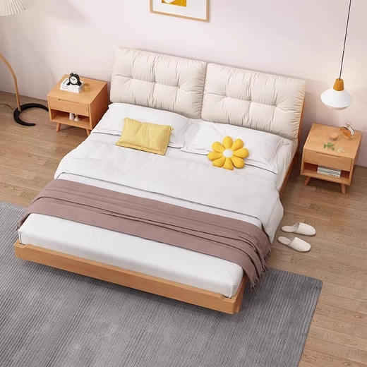 北欧风实木床208#公仔棉靠包原木色（齐） 商品图1