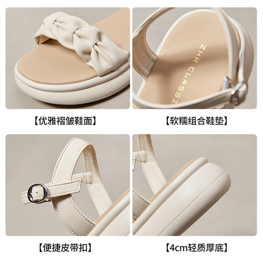 ZHR平底凉鞋女款外穿2024夏季新款厚底一字带百搭休闲软底女鞋 商品图1