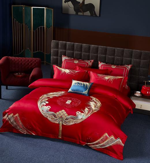 利路米高端婚庆大红色龙凤婚房全棉喜被六件套--锦绣良缘 商品图0