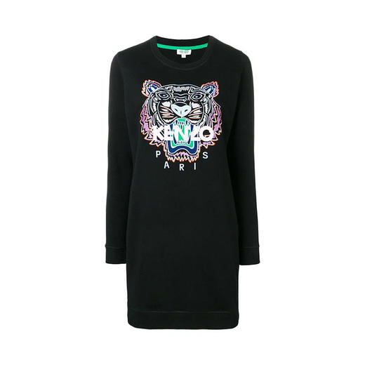 KENZO 高田贤三 女士大虎头徽标棉质长袖卫衣裙 黑色 F952 RO835 4XA 99 商品图0