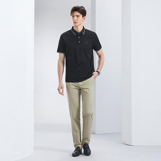 【不变形领】【含桑蚕丝】柒牌短袖polo衫男夏季新款商务休闲满身提花翻领T恤	126T70680 商品图3