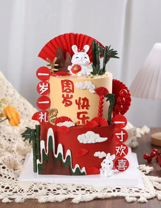 国潮中国风周岁蛋糕 商品图0