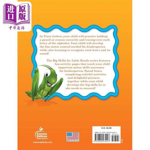 【中商原版】小手大技能系列 3岁以上儿童手写字母练习册Big Skills for Little Hands Trace Letters Handwriting Workbook 商品图5