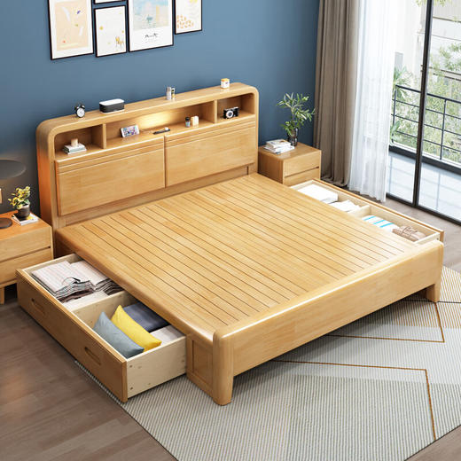 北欧风实木床8116#原木色（齐） 商品图1