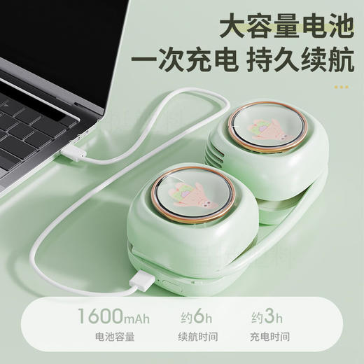 【清凉美学❗️新款口袋挂脖风扇】超轻mini，凉爽不负担❗️3档风力，usb充电迷你小风扇儿童卡通萌宠学生便携式手持户外无叶风扇空调伴侣 商品图2