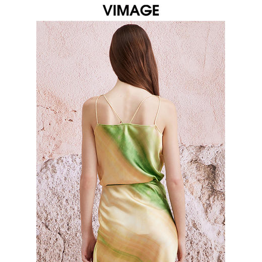 VIMAGE纬漫纪夏季新款晕染V领显瘦气质无袖上衣V2113720 商品图4