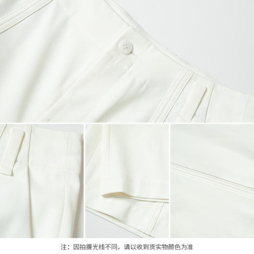 【商场同款】CJTJ416 “ 凉感通勤裤 ”  米白色调低调娴静 宽松廓形 舒适透气 立体拼缝设计更显瘦好穿 白色阔腿裤 商品图6