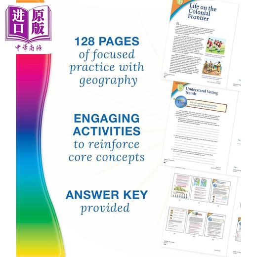 【中商原版】光谱练习册 地理 五年级 Spectrum Geography Grade 5 英文原版 进口图书 小学教辅参考书 Carson Dellosa 商品图5