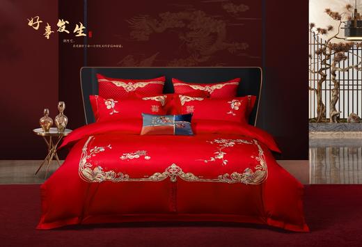 100支全棉婚庆六件套大红结婚床上用品纯棉喜被--好事发生 商品图0