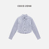 COCO ZONE”海风“100棉时尚短款格子衬衫polo领单排扣百搭上衣24C60086 商品缩略图1