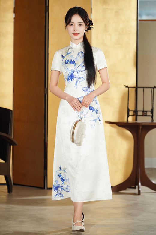 逸红颜明月优选 #『烟岚』收藏级杨紫同款醋酸旗袍,老师傅1对1手工剪裁 ,花型设计师手绘印花 商品图14