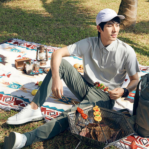 【液氨纯棉】柒牌男士polo衫短袖2024夏季新款户外休闲翻领上衣薄	126T72560 商品图3