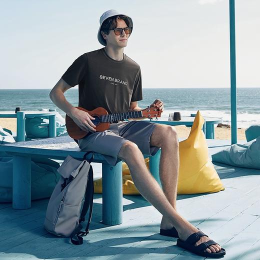 【含桑蚕丝】柒牌男士短袖t恤夏季厚款时尚字母满印休闲圆领上衣	126T71840 商品图3