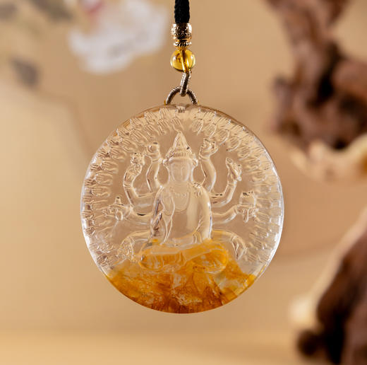 天然巴西黄礁花吊坠 商品图1