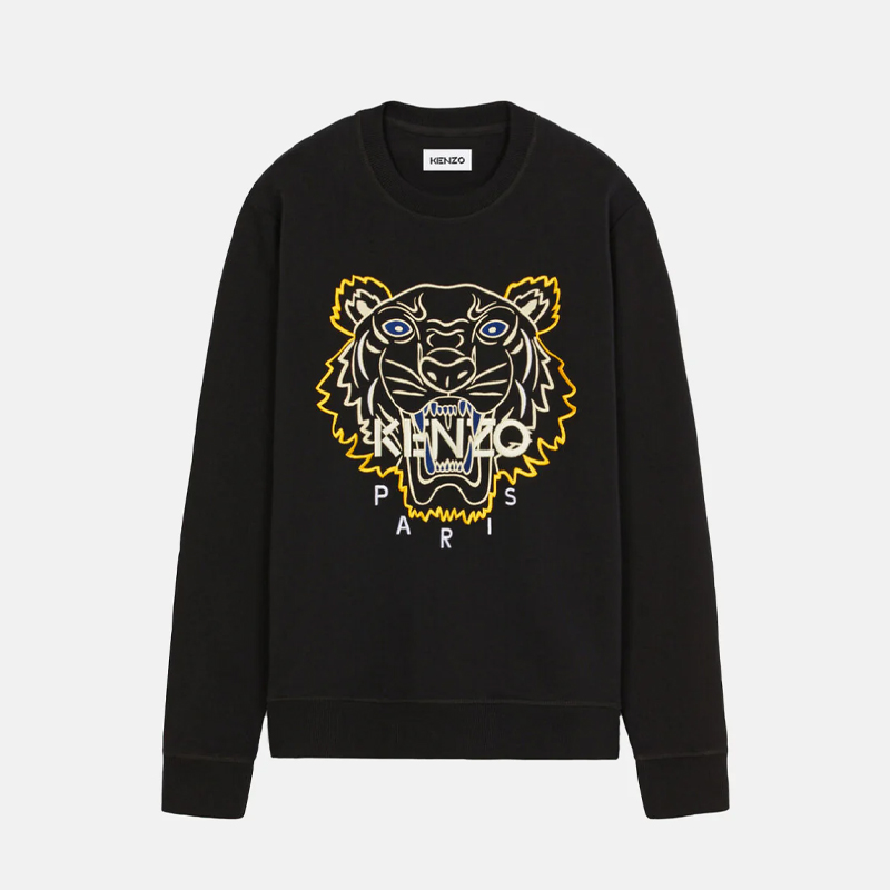 KENZO 高田贤三 男士大虎头徽标棉质长袖卫衣 黑色 FC55 SW129 4XH 99