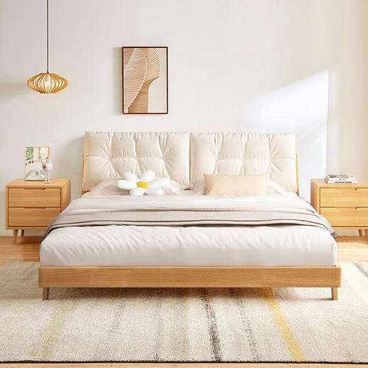 北欧风实木床208#公仔棉靠包原木色（齐） 商品图6